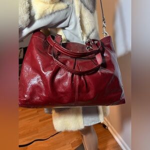Coach Red Leather Shoulder Tote